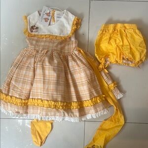 Yellow and White Formal Dress with Peter Pan Collar